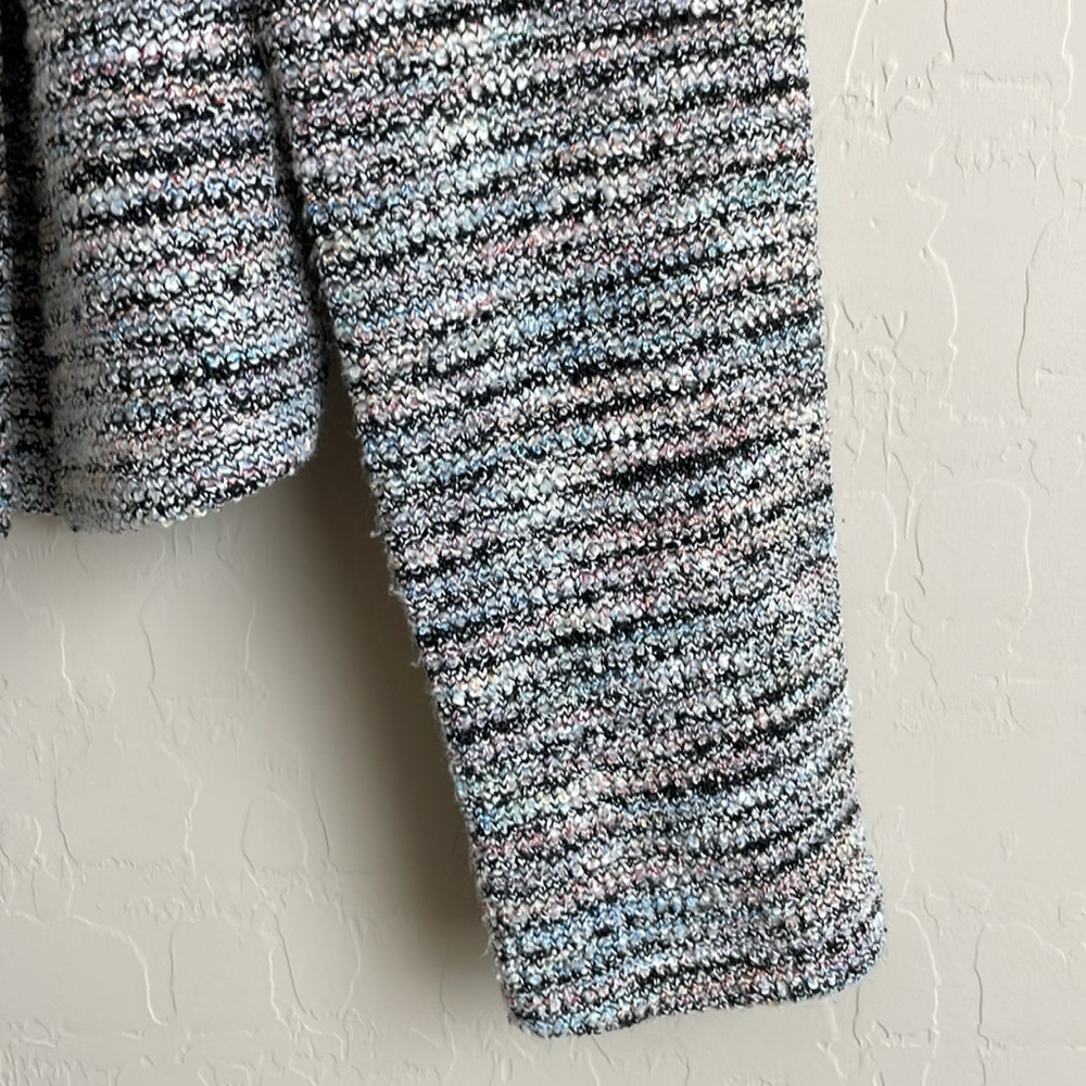 14th & Union Tweed Open Front Tailored Blazer Cardigan Pastel Multicolor Small - Picture 2 of 6